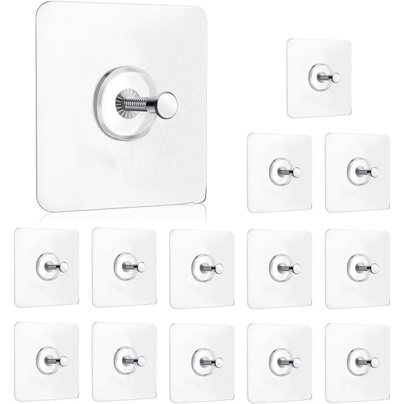 14 Pack Adhesive Wall Hooks, Hangers Without Nails, No Damage Picture Hooks Waterproof and Rustproof to use Inside Kitchen, Bathroom, Home Office