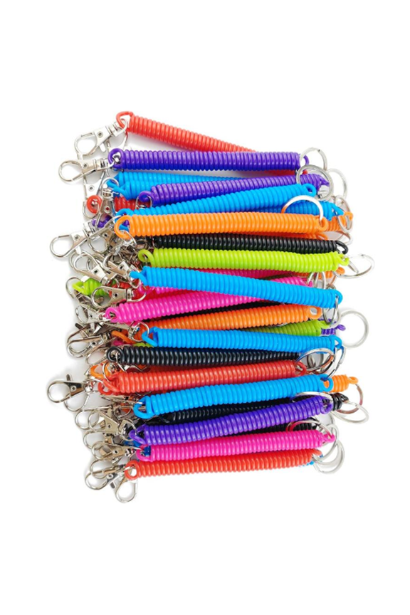 14 Pack Anti-Lost Stretch Cord Spring Keychain, Sturdy Safety Key Rings for Portable Key Holding