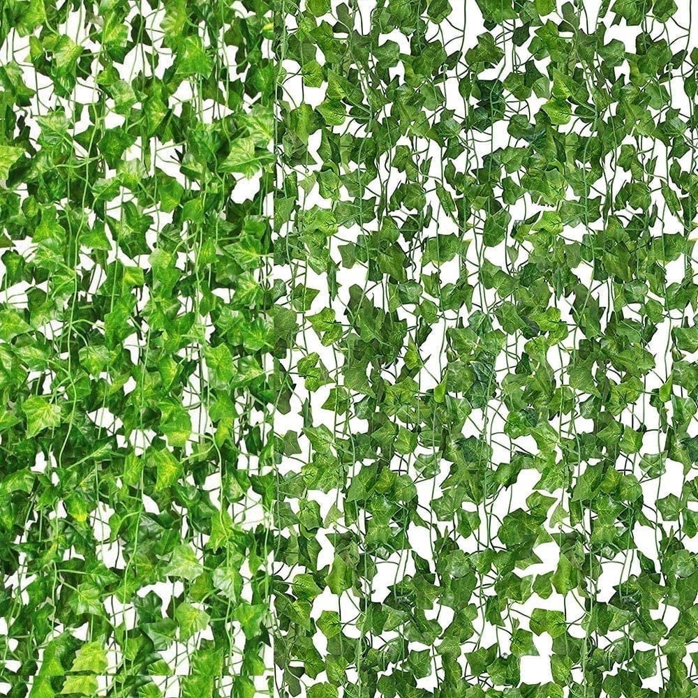 14 Pack Artificial Ivy Vine, All Green Leaves - Hanging Faux Greenery for Room Bedroom Wall Garden Decor, Fake Plant for Home Wedding Aesthetic