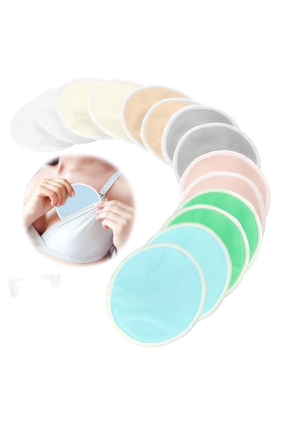 14 Pack Bamboo Nursing Breast Pads,Reusable Nursing Pads for Breastfeeding, Breastfeeding Pads, Washable Breast Pads, Organic Maternity Pads, Nipple Pads (Large 4.8")