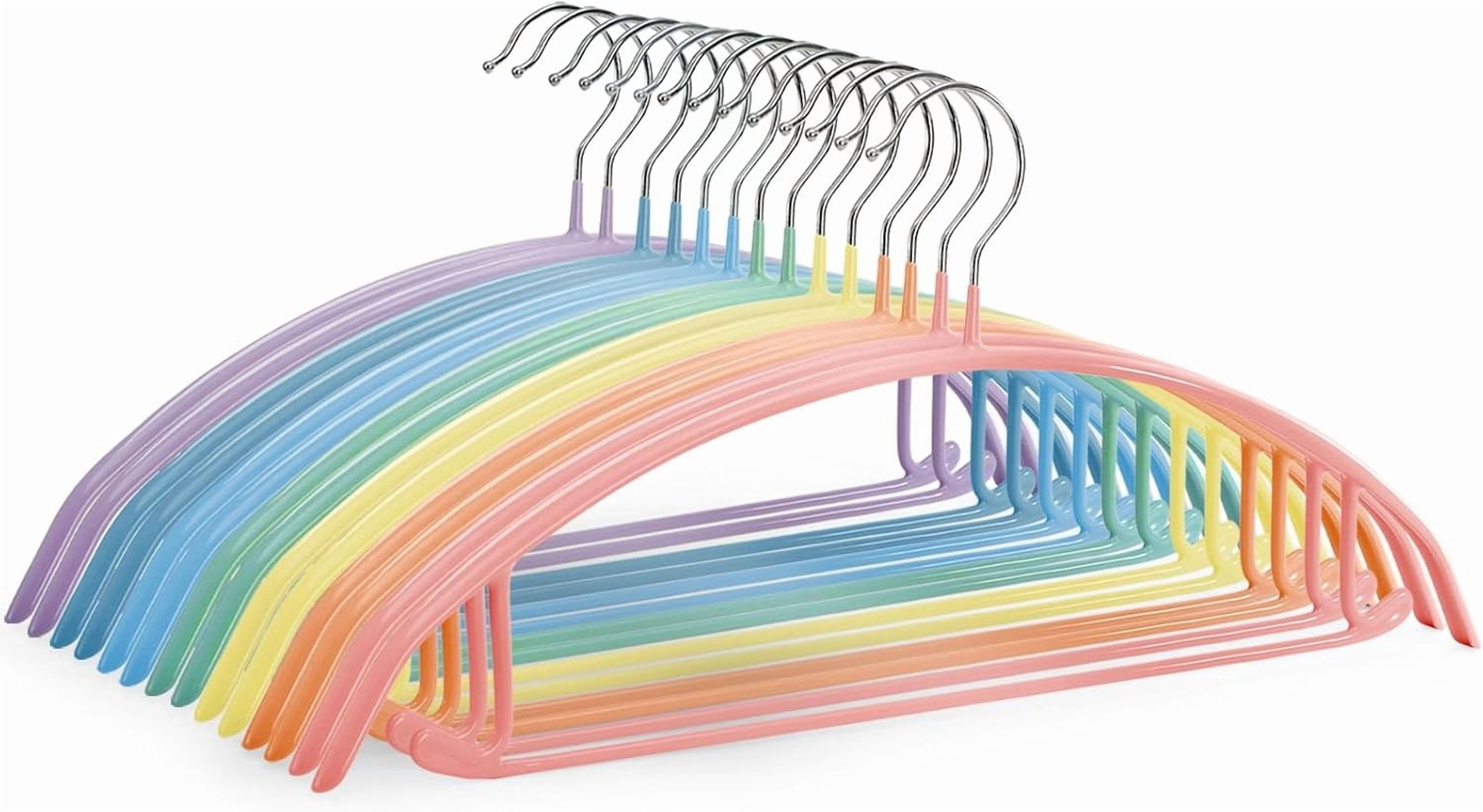14 Pack Clothes Hanger, 16.5'' Non Slip PVC Coating Metal Sweater Hangers, No Shoulder Bumps, Heavy Duty Colorful Coat Suit Pants Hanger for Closet, Space Saving Organizer, 7 Colors