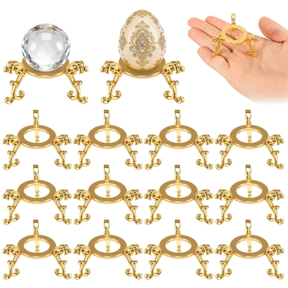 14 Pack Crystal Ball Stand, 2 Inch Small Metal Silver Sphere Holder Stand for Displaying 2.36-3.15 inch Sphere Crystals Globe Balls Decorative Rock Stone Egg, Easter Egg Display Stand for Party(Gold)