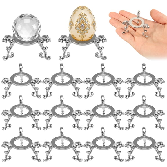 14 Pack Crystal Ball Stand, 2 Inch Small Metal Silver Sphere Holder Stand for Displaying 2.36-3.15in Sphere Crystals Globe Balls Decorative Rock Stone Egg, Easter Egg Display Stand for Party(Silver)