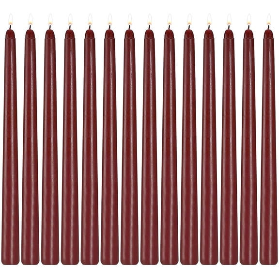 14 Pack Dark Red Taper Candles 12 Inch Tall 3/4 Inch Thick Long Burning Dinner Candles for Home Decor Wedding Party Burgundy