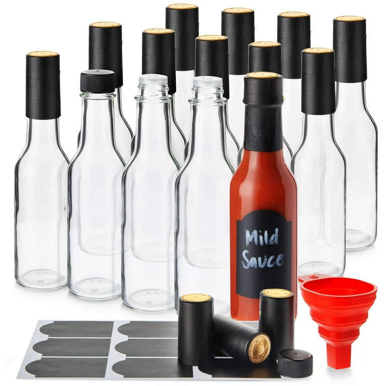 https://i5.walmartimages.com/seo/14-Pack-Glass-Hot-Sauce-Bottles-Caps-Shrink-Wrap-Capsule-Funnel-18-Chalkboard-Labels-14-Dripper-Inserts-Dishwasher-Safe-5-oz_78146ad0-6279-4c8b-9089-3478d817195d.e34afdc7558ef083167e5b335e316d50.jpeg?odnHeight=768&odnWidth=768&odnBg=FFFFFF