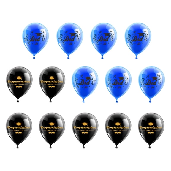 14 Pack Graduation Party Decorations Balloons Set 12 Inch Black Blue Confetti Graduation Balloons With Balloon Ribbons For Graduation Party Decoration Supplies Foil Balloons 5 in Balloons Vegetable