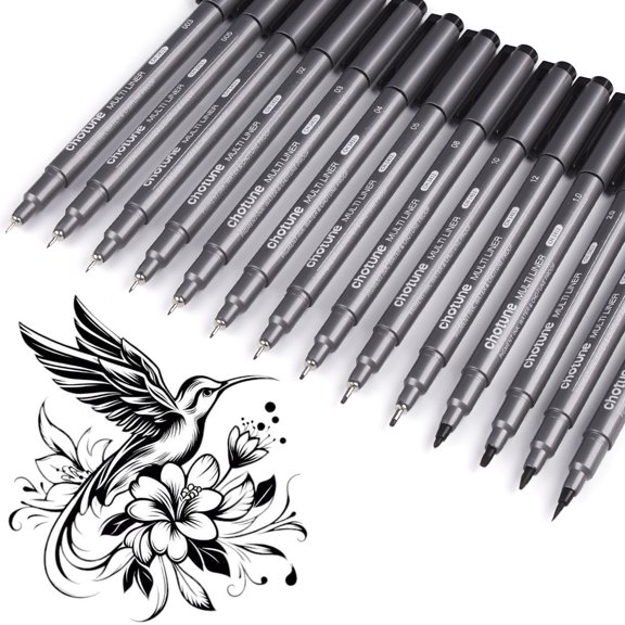 14 Pack Micro Fineliner Pens,Drawing Art Pens,Archival Pen Waterproof Ink Set Artist Supplies Archival Inking Markers Sketch Outline Pen, Precision Drawing and Sketching Kit