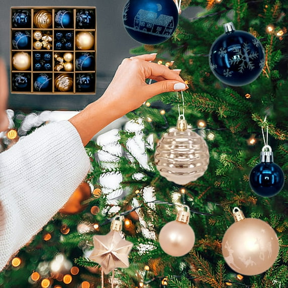 14-Pack Mixed Size Shatterproof Christmas Ball Ornaments, 1.18 & 2.36 Inch Multicolor Plastic Hanging Balls for Tree & Home Decor,D