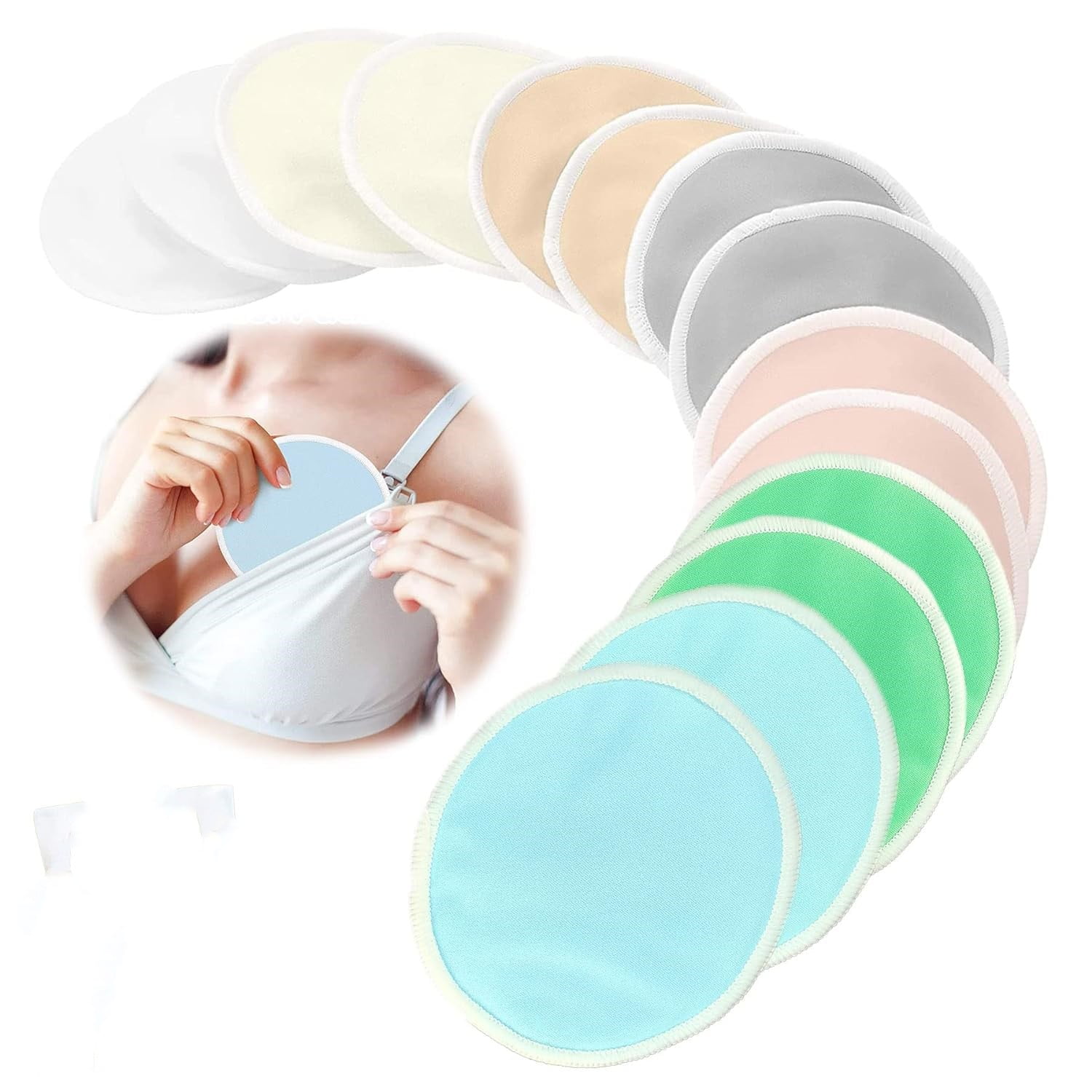 14-Pack Organic Nursing Pads - Washable Breast Pads for Breastfeeding,  Nursing Bra Nipple Pads for Breastfeeding, Pumping Bra Reusable Breast Pads,  Maternity Breastfeeding Bra Pads (Neutrals, L 4.8) Neutrals Large 4.8