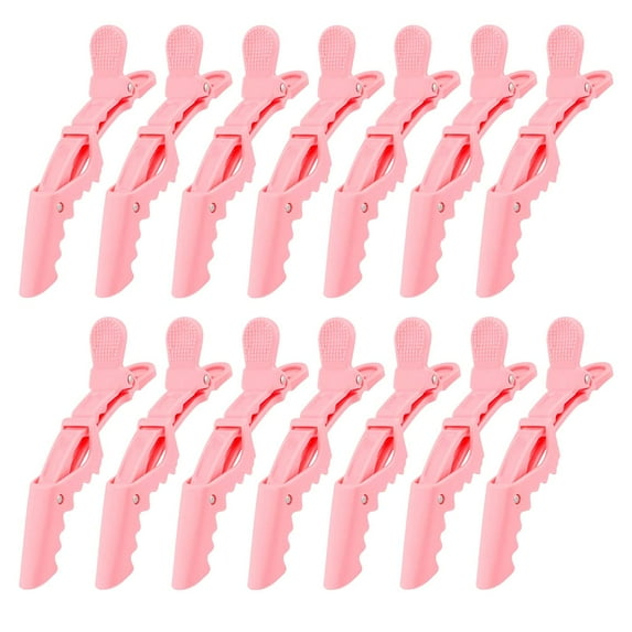 14 Pack Pink Alligator Hair Clips for Styling Sectioning Larger Salon Pro Hair Clips for Barber Clips for Hair Coloring, Cutting, Hair Styling Accessories