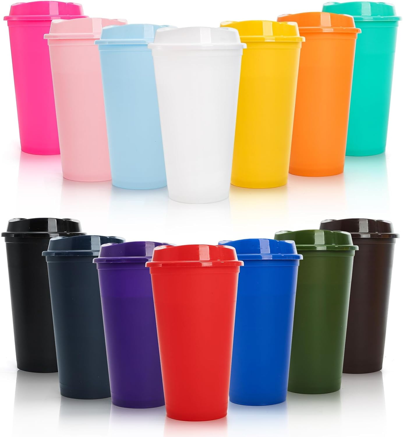 Reusable Coffee Cups 20 Pack 16 Oz Reusable Plastic Coffee Cups With Lids -  Colorful Tumblers For Hot & Cold Drinks, Parties, Events, Office Reusable  Coffee Cups Canada
