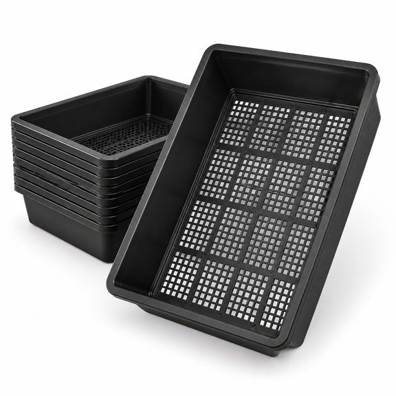 14 Pack Seed Starter Trays, Plastic Germination Trays for Microgreens, Wheatgrass, Hydroponics, Fodder Systems