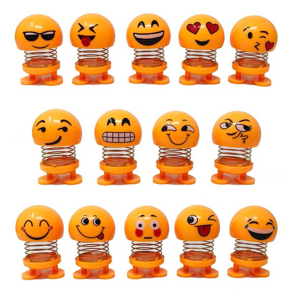 14 Pack Spring Shaking Head Doll Emoji Expression Doll Car Ornaments CuteGift