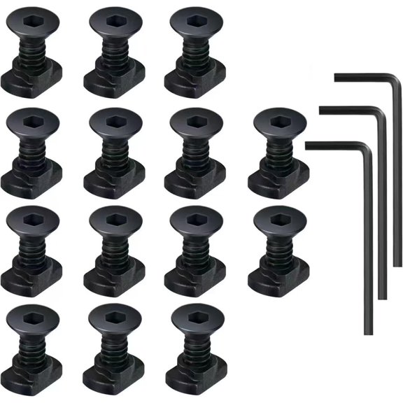 14 Pack T-Nut Screw Replacement Sets,Compatible with Rail Mount,with 3 Allen Wrench for Standard Rail Systems (10mm Screws)