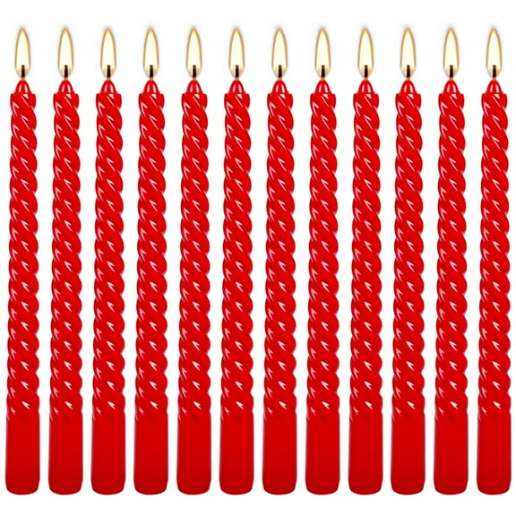 14 Pack Tall Red Taper Candles - 10 Inch Red Dripless, Unscented Dinner Candle - Paraffin Wax with Cotton Wicks - 8 Hour Burn Time.