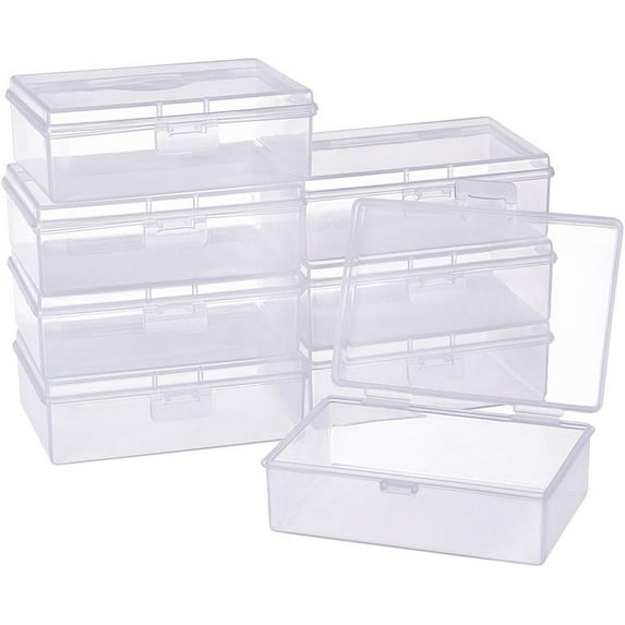 14 Packs 3.8x2.6x1.2 Inches Clear Plastic Box Containers with Buckle Lids for Beads Coins Safety Pins and Other Craft Jewelry Watch Findings