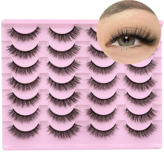 14 Pairs Cat Eye False Lashes Reusable 3D Wispy Fluffy Volume Fake Eyelashes Pack