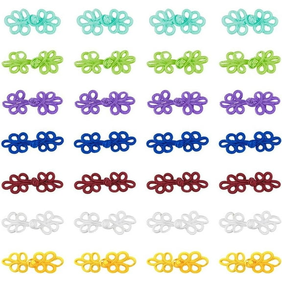 14 Pairs Chinese Closure Buttons Chinese Knots Frog Buttons 7 Colors Sewing Button Closure Sew Fasteners for Suit Scarf Sweater Coats Costumes