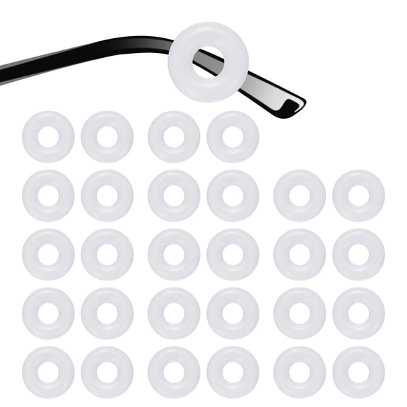14 Pairs Glasses Ear Grip 0.44" Silicone Ring Type Eyewear Retainer, White