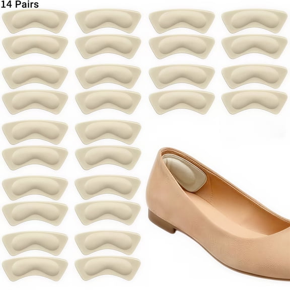 14 Pairs Heel Grips for Women Men Shoes, Self-Adhesive Heel Liner Inserts, Anti-Slip Ankle Protector Cushion Pads for Loose Shoes