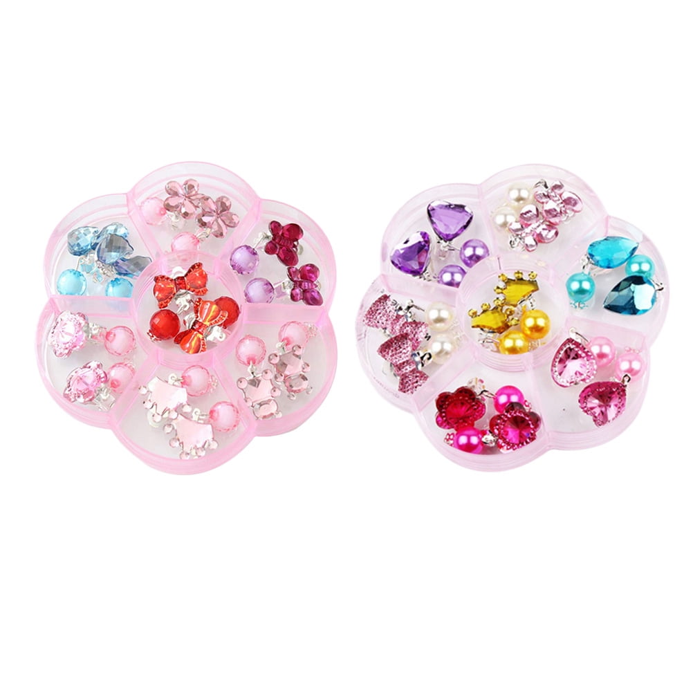 14 Pairs Lovely Kids Clipon Earrings Girls Play Ear Clip Decorations
