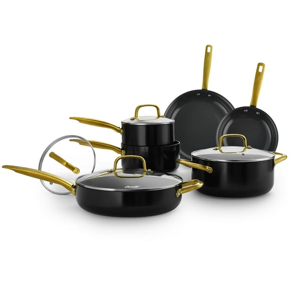 14 Pc Ceramic Nonstick Cookware Set With 4 Cooking Utensil, Oven & Dishwasher Safe