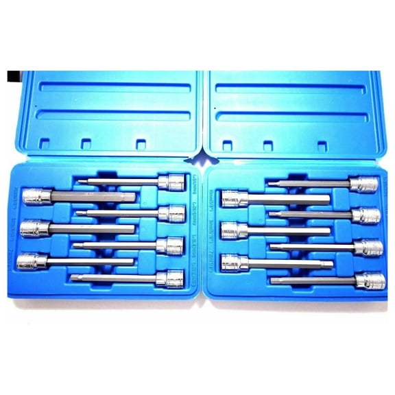14 Pc Extra Long Hex Bit Sockets Allen Wrench Mm+SAE