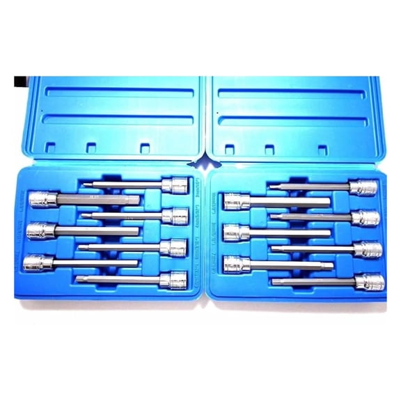 14 Pc Extra Long Hex Bit Sockets Allen Wrench Mm+SAE