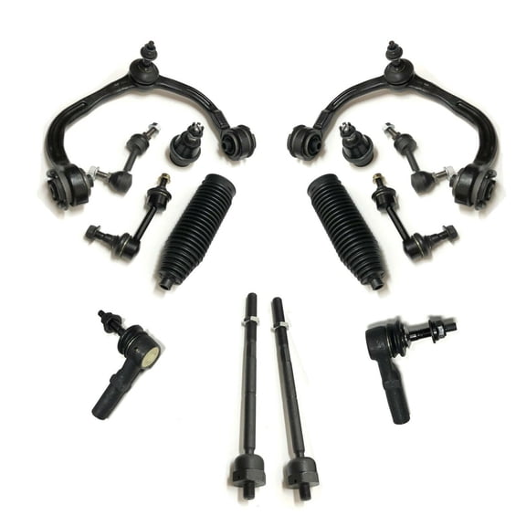14 Pc Front Complete Suspension Kit Control Arms & Ball Joints Inner & Outer Tie Rod Ends, Rack & Pinion Below Boots, Front & Rear Sway Bar End Links Fits select: 2003-2006 FORD EXPEDITION