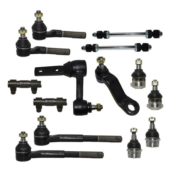 14 Pc Front Steering & Suspension Kit RWD Models Ball Joints Tie Rods Sway Bar Links Idler Pitman Arm Fits select: 1997-1999 DODGE RAM 1500