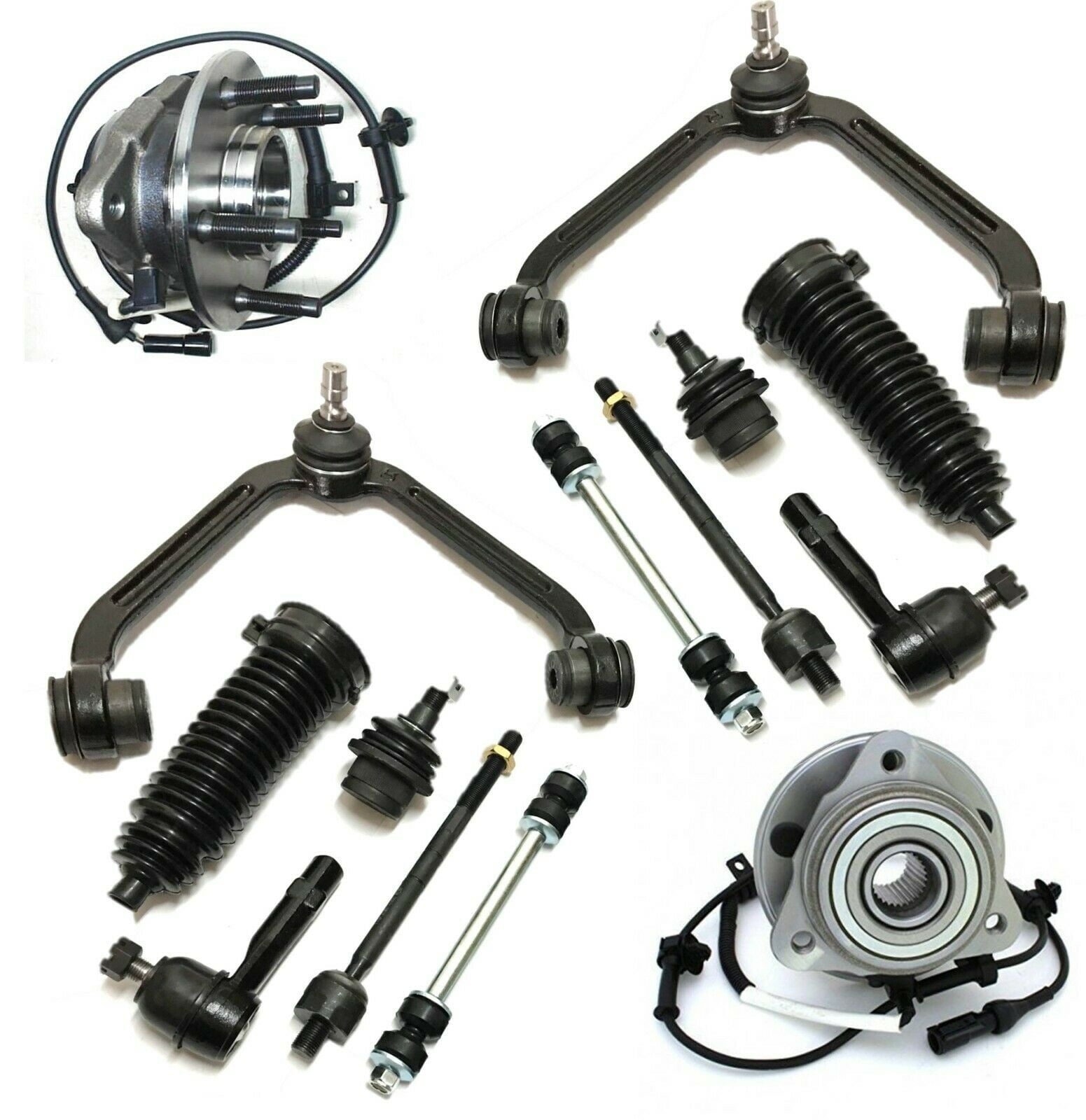 14 Pc Front Suspension Kit Control Arms, Sway Bars, Wheel Bearing and