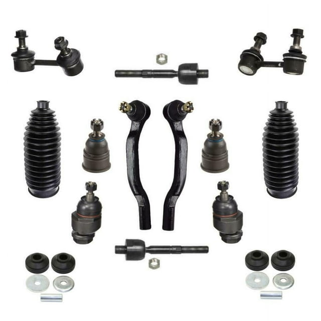 14 Pc New Suspension Kit Inner & Outer Tie Rod Bellow Boots Upper Shock