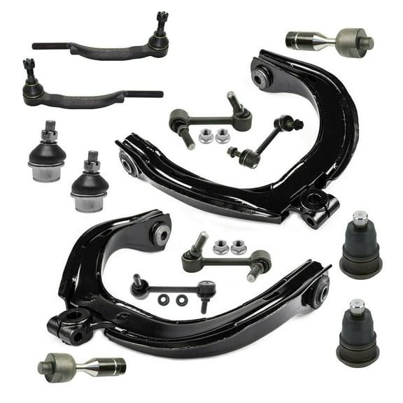 14 Pc Rear & Front Complete Suspension Control Arm Ball Joints Sway Bar Links Tie Rod Ends Passenger Driver Side Kit for All Models with 16mm Threads Fits select: 2004-2007 CHEVROLET TRAILBLAZER