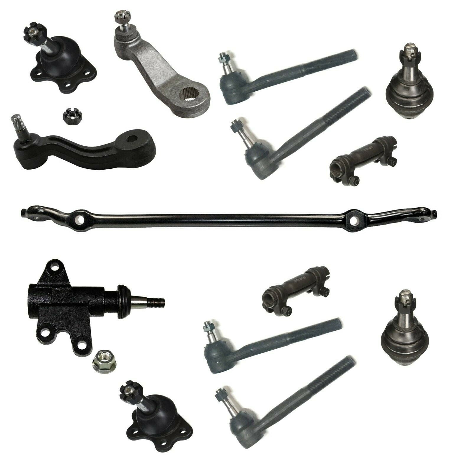 14 Pc Steering & Suspension Kit Center Link Adjusting Sleeves Tie Rod Ends Upper & Lower Ball