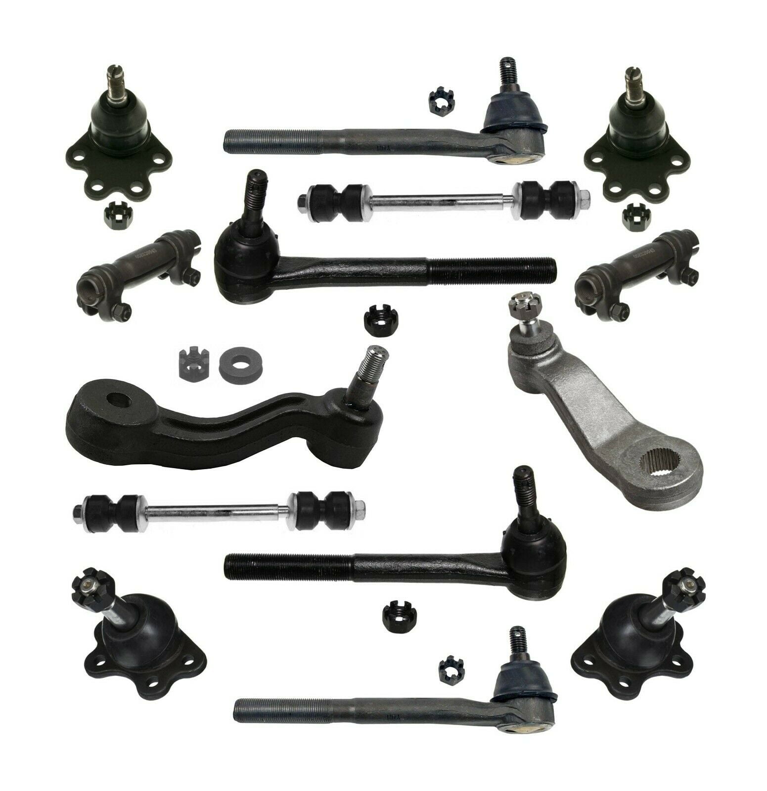 14 Pc Suspension Idler & Pitman Arm Tie Rod Ends Adjusting Sleves Upper