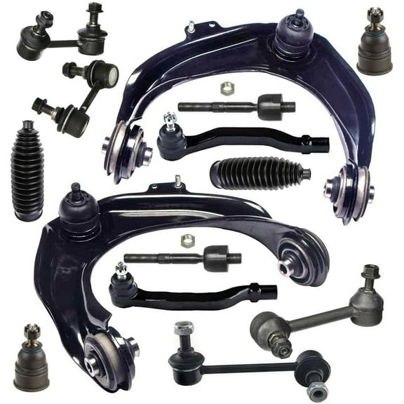 14 Pc Suspension Rear & Front Sway Bar Links Upper Control Arms with Ball Joint Assembly Bellow Boot Inner and Outer Tie Rod Ends