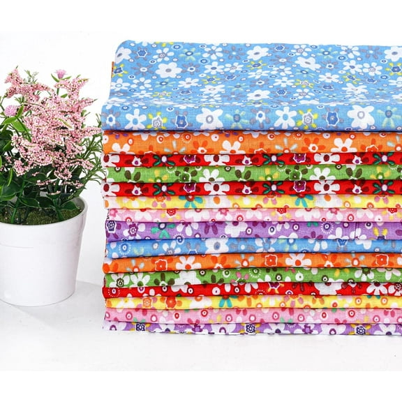 14 Pcs 20 x 20 Inch Cotton Fabric Square Quilting Patchwork Fabric Fat Quarter Colorful Flower Printed Floral Square Patchwork Fabric Fat Bundles for for DIY Crafts Cloths Handmade Accessory