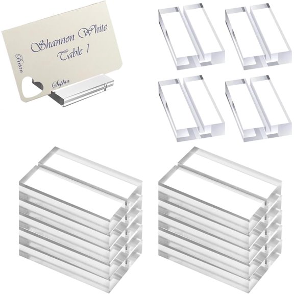 14 Pcs Acrylic Sign Holders, Clear Card Display Stands, Wedding Place Card Holders Table Number Stands for Photos Office Menu Meeting(2 x 1.2 x 0.4in)