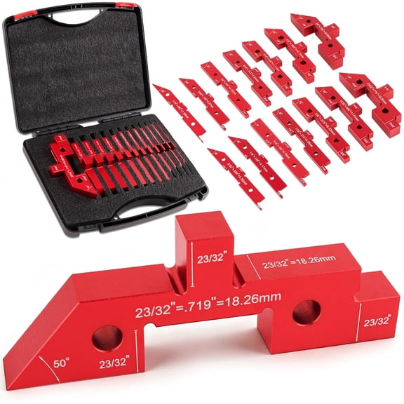 14 Pcs Aluminum Alloy Setup Blocks for Woodworking, Precision Router & Table Saw Setup Bars, Height Depth Angle & Fence Alignment Gauge Set with Storage Case