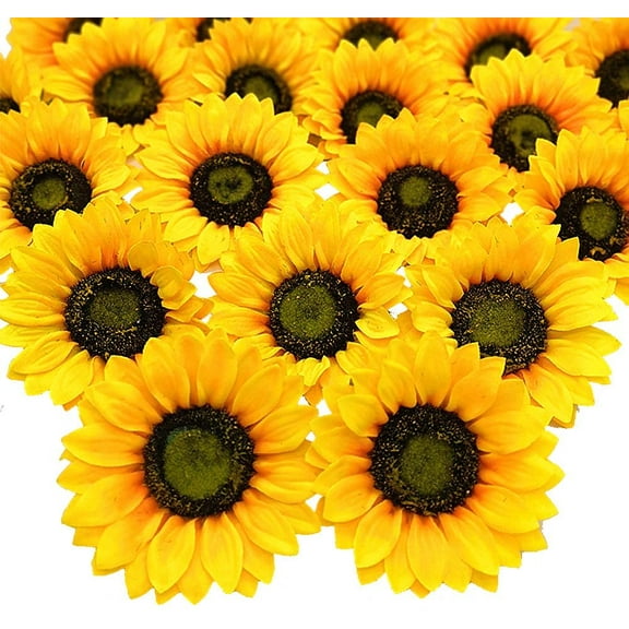14 Pcs Artificial Sunflower Heads Silk Yellow 5.2 Inch