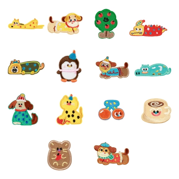 14 Pcs Cats Sew on Applique Patches Embroidery Patches Dogs Iron On Patches