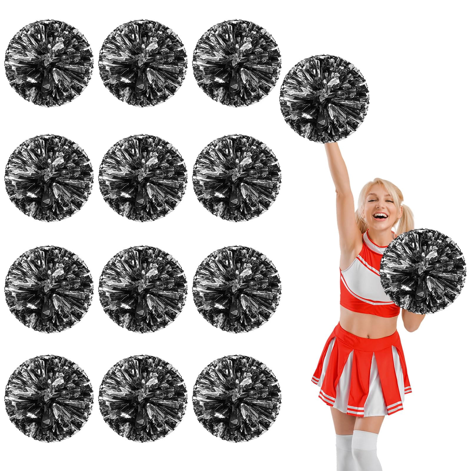 14 Pcs Cheerleading Pom Poms, Cheerleader Pompoms with Four Finger Payment,Fit for Team Spirit Sports Dance Cheering