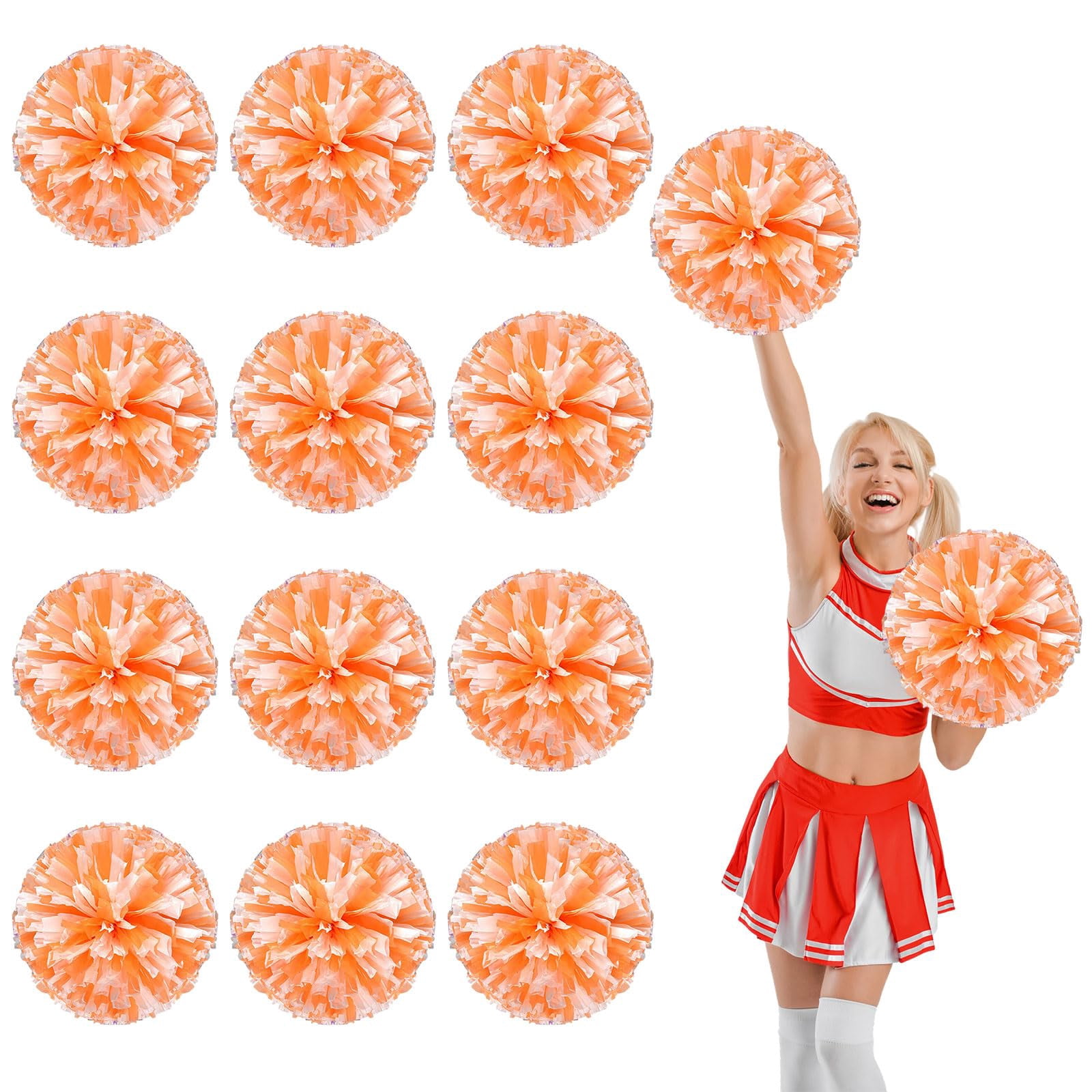 14 Pcs Cheerleading Pom Poms, Cheerleader Pompoms with Straight Handle Style,Fit for Team Spirit Sports Dance Cheering