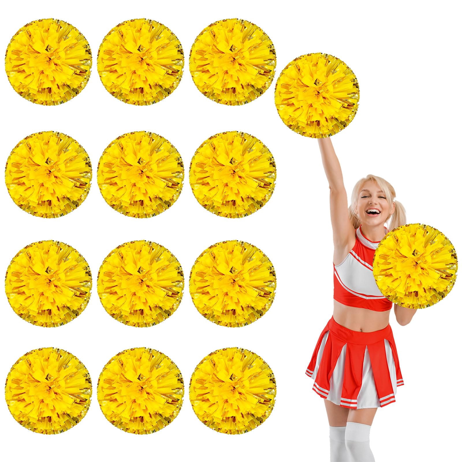 14 Pcs Cheerleading poms,pom poms Cheerleading with Finger Holes Cheer Pom Pomsfor Dance, Matches, Team Spirit Sports