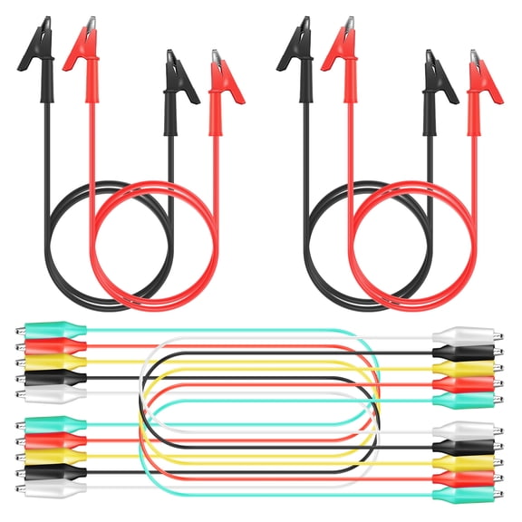 Tmwefusc 14 Pcs Alligator Clips With Wires,Alligator Clips Electrical Test Leads Set,15A Test Lead Wire Cable with Insulators Clips,Heavy Duty Cable with Protective Jack Copper Clamps for Electrical