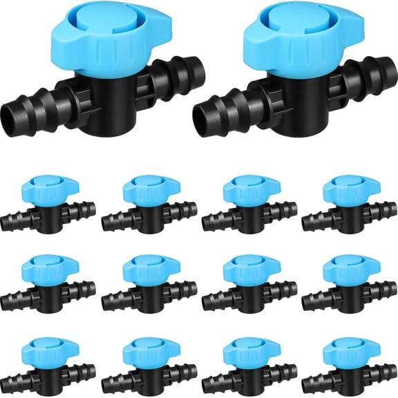 14 Pcs Drip Irrigation Fittings Switch Valve 1/2 Inch, In-Line Barbed Switch Valve For 1/2 Inch Drip Tubing (.570-.620" ID), Shut-Off/On Drip Line Parts For Garden Sprinkler Systems