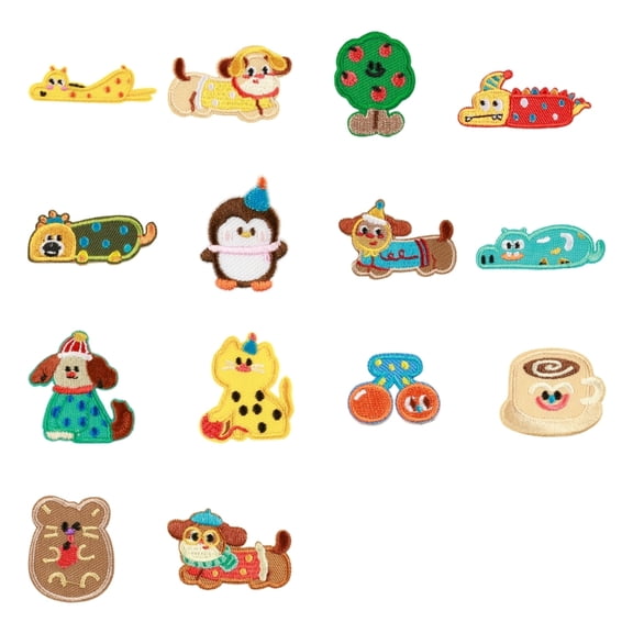 14 Pcs Embroidered Sew-On Appliques, Dogs Penguins Patches for Customizing Jackets Jeans Kids Backpacks