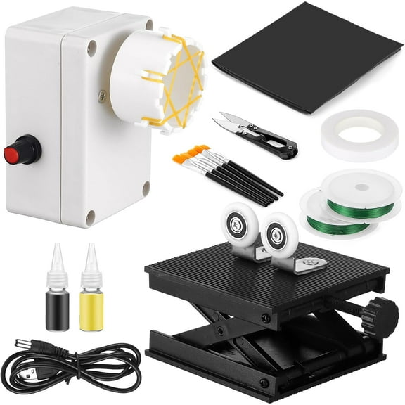 14 Pcs Fishing Rod Repair Kit Includes 2 Pcs Rod Wrapping and Winding Machine Set 2 Epoxy Resin Adhesive 2 Thread 1 Tape 5 Brush 1 Scissor 1 Sand Paper Fishing Rod Building Winding Tool