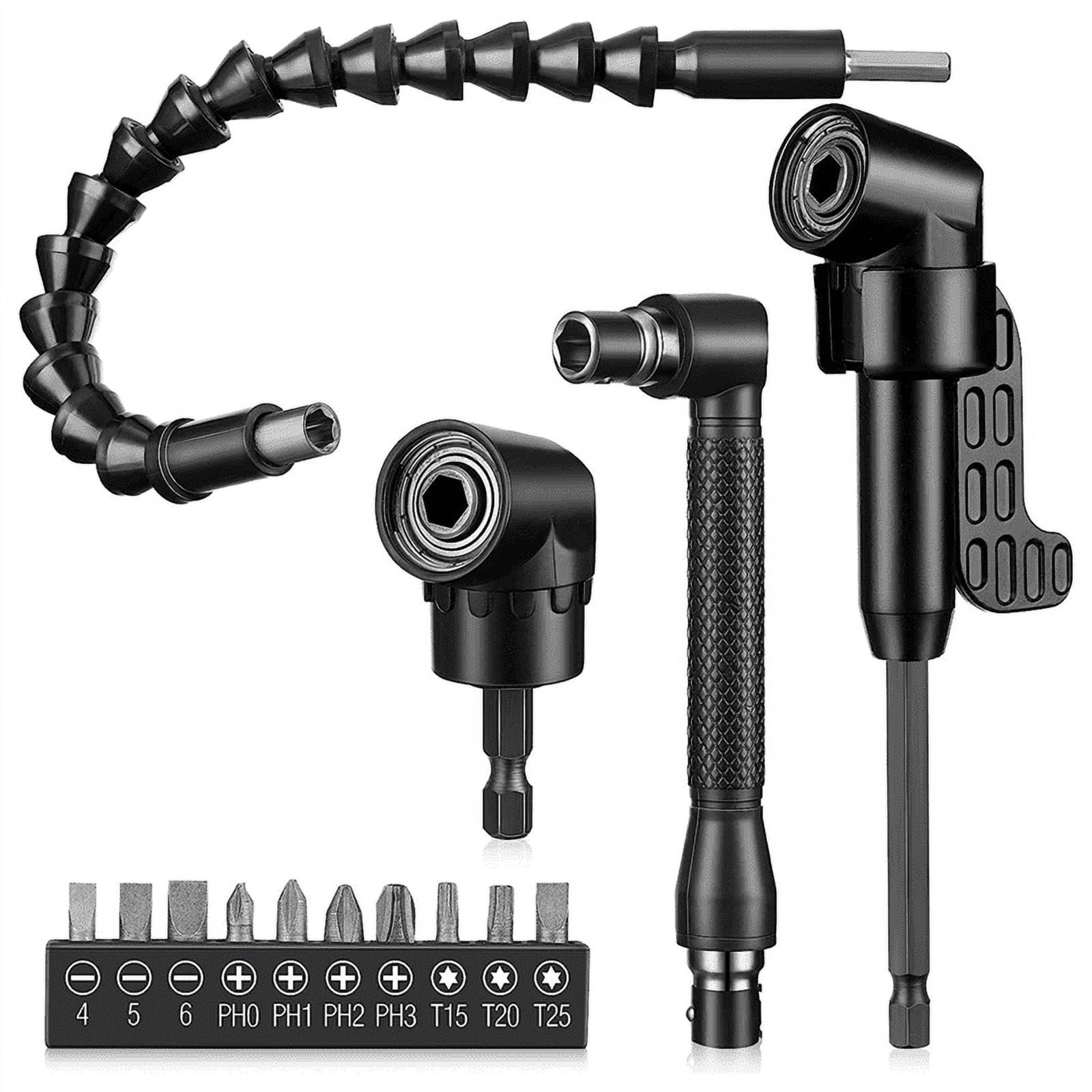 14 Pcs Flexible Drill Bit Extension Set 1/4 Inch Hex Bendable 105 Right