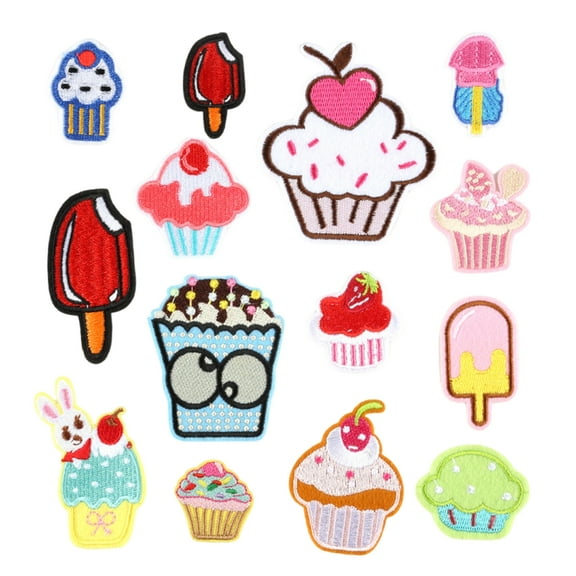 14 Pcs Food Sewing Patches Cake Applique Patches Embroidered Patches Iron On Patches Repair Patches for Jeans Bag